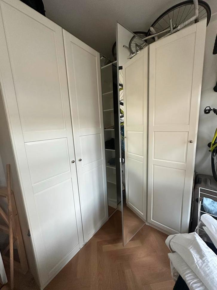 IKEA Pax kast met hoekelement en spiegeldeuren, Huis en Inrichting, Kasten | Kledingkasten, Zo goed als nieuw, 200 cm of meer