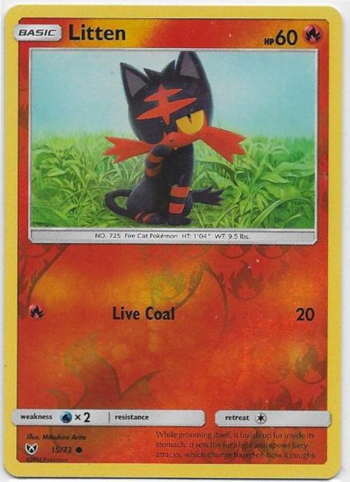 Shining Legends,  Litten [reverse] 15/73, Hobby en Vrije tijd, Verzamelkaartspellen | Pokémon, Nieuw, Losse kaart, Verzenden