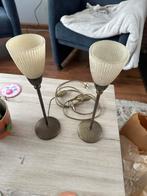 2 Bronzen Staande Lampjes - 38cm, Ophalen of Verzenden, Gebruikt, Metaal, Minder dan 50 cm