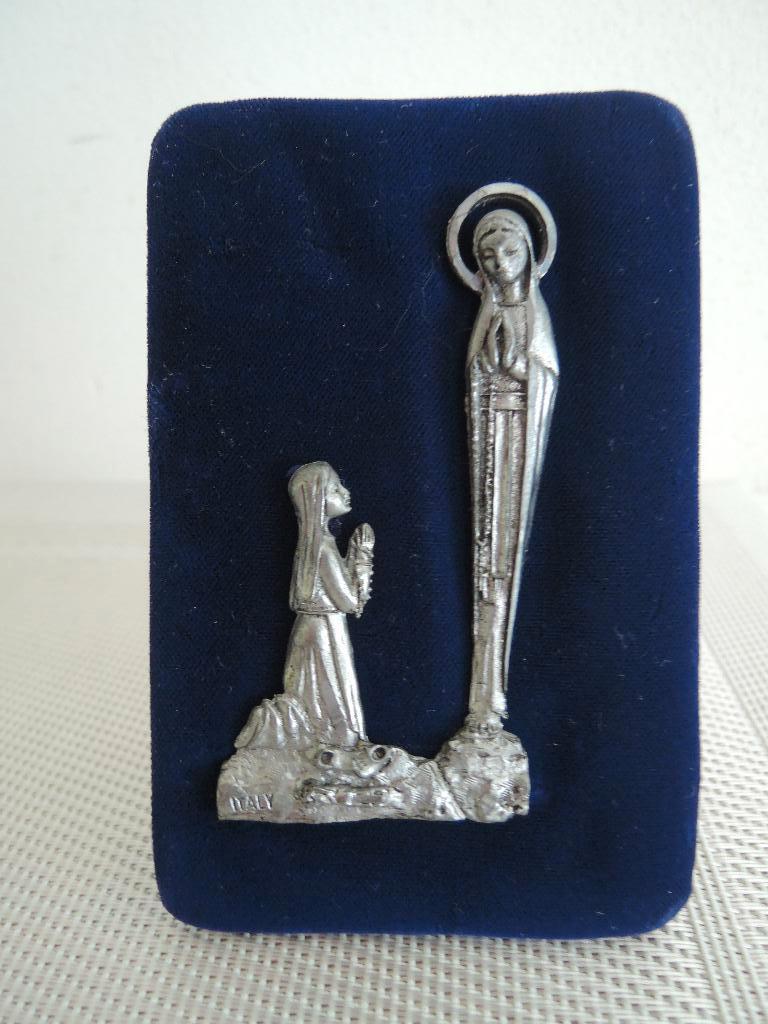 Maria met Bernadette op donkerblauw fluweel, Ophalen of Verzenden, Gebruikt, Christendom | Katholiek