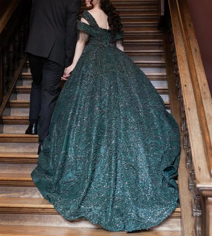 Trouwjurk/hennajurk/verlovingsjurk, Kleding | Dames, Trouwkleding en Trouwaccessoires, Zo goed als nieuw, Trouwjurk, Groen, Ophalen of Verzenden