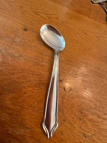 Antiek brocante verzilverd lepel baby babylepel schuin beschikbaar voor biedingen