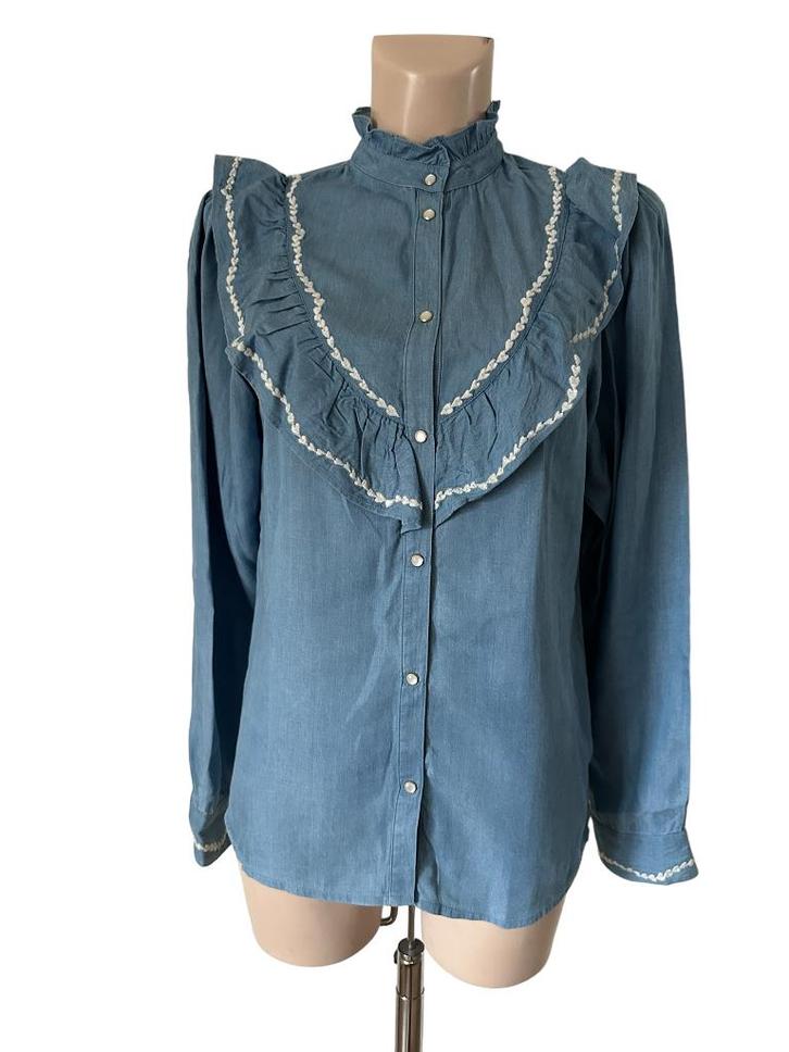 Fabienne Chapot blouse S, Kleding | Dames, Blouses en Tunieken, Zo goed als nieuw, Blauw, Ophalen of Verzenden