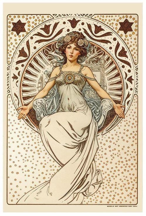 60x40cm Alphonse Mucha Art Nouveau dag 2024 Poster, Antiek en Kunst, Kunst | Litho's en Zeefdrukken, Verzenden