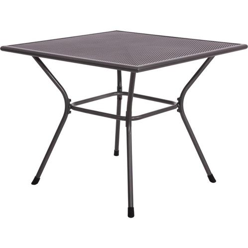 Tuintafel vierkant 90 x 90 cm grijs gepoedercoat staal, Tuin en Terras, Tuintafels, Nieuw, Vierkant, Metaal, Ophalen of Verzenden