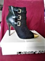 Enkellaarsje hoge hak met gespjes leer/suede maat 41, Ophalen, Zwart, Lage of Enkellaarzen, Nieuw