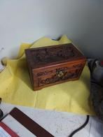 13932) exclusieve houten antieke bewerkte kist, Ophalen of Verzenden, Minder dan 50 cm, Minder dan 50 cm