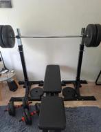 Halterset + Squat Rack + Bankdruk + Gewichten | Home Gym, Sport en Fitness, Fitnessmaterialen, Ophalen of Verzenden, Zo goed als nieuw