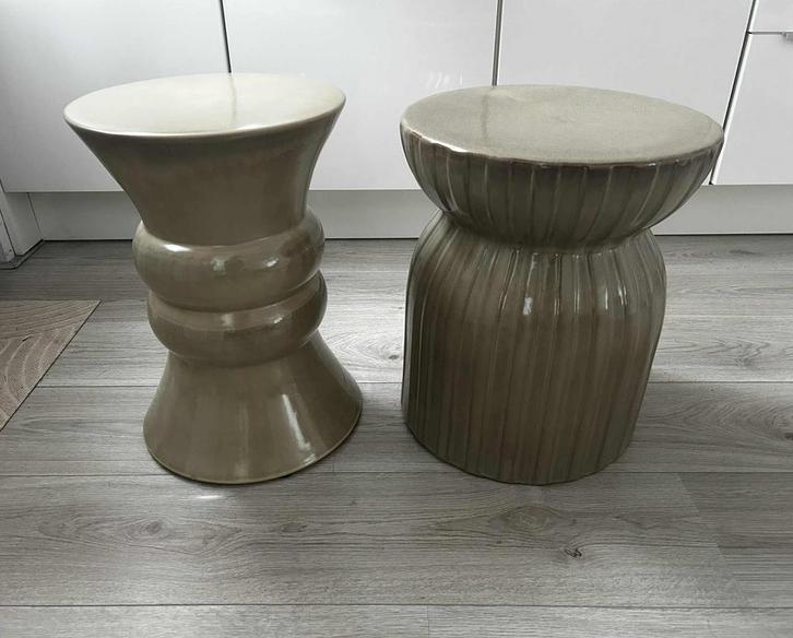 Riviera Maison bijzettafels 2x, Huis en Inrichting, Tafels | Bijzettafels, Zo goed als nieuw, Rond, Minder dan 45 cm, Minder dan 55 cm