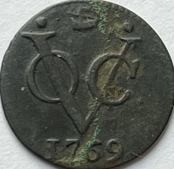 VOC West-Friesland halve duit 1769, Postzegels en Munten, Munten | Nederland, Losse munt, Overige waardes, Vóór koninkrijk, Ophalen of Verzenden
