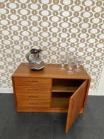 Vintage Deense teakhouten kast van Dyrlund met 4 laden, Ophalen, Gebruikt, Teakhout, 50 tot 100 cm