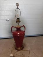 2 x vintage lamp tafellamp rood met koper / gekleurd antiek, Ophalen