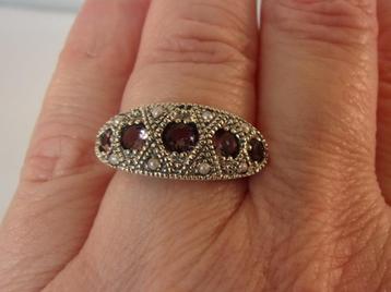 Nieuwe zilveren ring met Amethisten & Parels beschikbaar voor biedingen