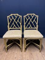 Twee vintage bamboo Chippendale dining chairs jaren 70, Ophalen, Twee, Overige kleuren, Riet of Rotan