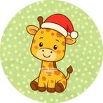 L758 ouwel giraf kerst 20x4,7cm eetbare cupcake rondjes, Ophalen of Verzenden, Nieuw, Cupcakes, Versiering