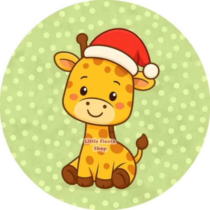 L758 ouwel giraf kerst 20x4,7cm eetbare cupcake rondjes, Hobby en Vrije tijd, Taarten en Cupcakes maken, Nieuw, Versiering, Cupcakes