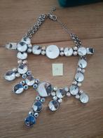 Zilverkleurige ketting met armband, Sieraden, Tassen en Uiterlijk, Kettingen, Ophalen of Verzenden, Zo goed als nieuw, Zilver