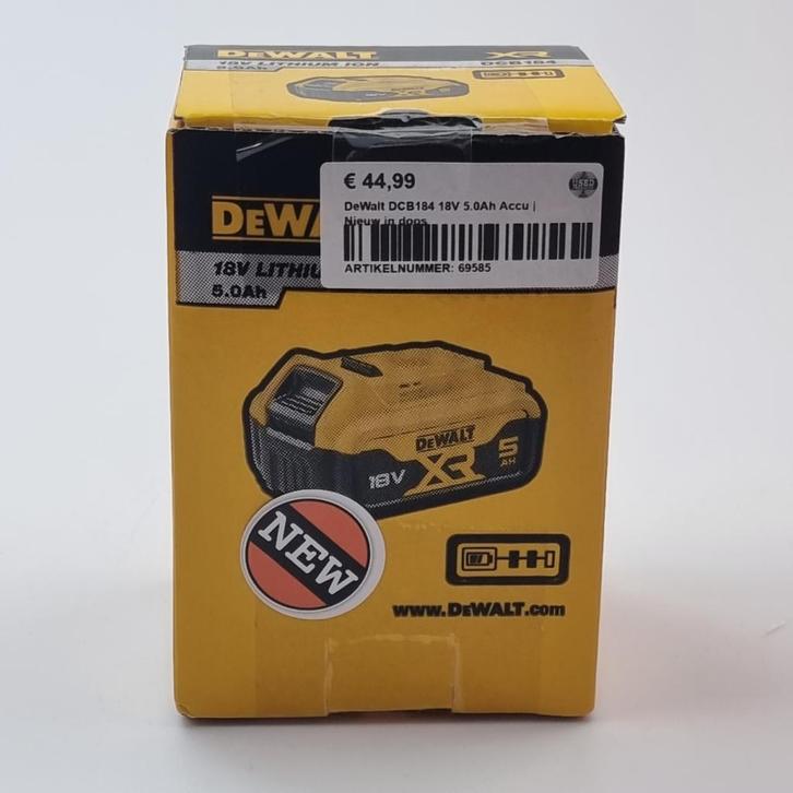 DeWalt DCB184 18V 5.0Ah Accu | Nieuw in doos, Doe-het-zelf en Verbouw, Gereedschap | Machine-onderdelen en Toebehoren, Nieuw