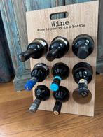 Houten wijnrek  9 flessen  “Wine is poetry in a bottle”, Huis en Inrichting, Ophalen of Verzenden, Zo goed als nieuw, Hout, Minder dan 50 cm