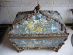 Topitem puntgave grote antieke porseleinen dekselkist, Antiek en Kunst, Ophalen of Verzenden