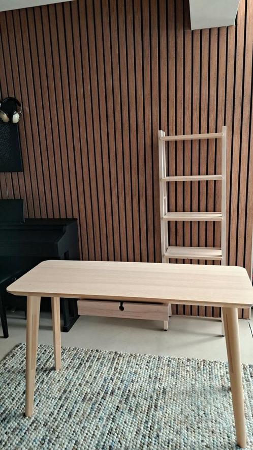 IKEA Lisboa Bureau + Kast - Berkenfineer, Huis en Inrichting, Bureaus, Zo goed als nieuw, Bureau, Ophalen