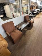 Lounge fauteuils set van 2 met tafel, Ophalen, Gebruikt, Hout, 50 tot 75 cm