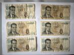 Belgie 6 biljetten van 20 Frank, Ophalen of Verzenden, België, Los biljet