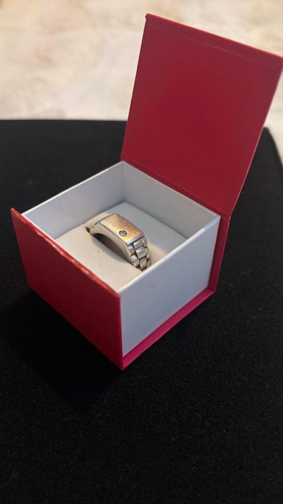 Rolex Schakel Zegelring 952, Sieraden, Tassen en Uiterlijk, Ringen, Gebruikt, Heer, 19 tot 20, Zilver, Zilver, Met edelsteen, Ophalen of Verzenden