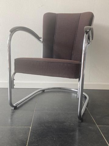 Gispen 412 fauteuil, hoogglans chroom, De Ploeg Accent stof beschikbaar voor biedingen