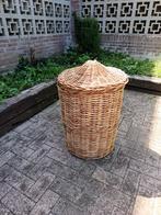 Stevige rieten mand met deksel, wasmand, Huis en Inrichting, Ophalen, Gebruikt, Mand, Rond