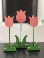 3 Decoratieve Houten Bloemen H 20cm, Huis en Inrichting, Woonaccessoires | Overige, Ophalen, Zo goed als nieuw