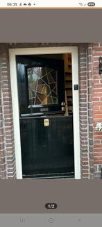 Mooie hardhouten 2 delige voordeur  , glas in lood., Ophalen, Glas, Buitendeur, 200 tot 215 cm