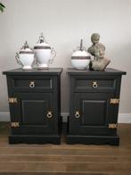 2 schitterende super gave brocante nachtkastjes mat zwart, Huis en Inrichting, Ophalen, Minder dan 45 cm, Nieuw, 55 tot 70 cm