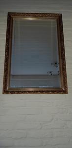 Spiegel met bronskleurige metalen frame., Ophalen, Gebruikt, Minder dan 100 cm, Rechthoekig