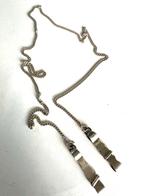 Antieke zilveren servetklemmen aan zilveren ketting, Ophalen of Verzenden, Gebruikt, Zilver, Zilver