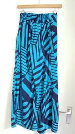 FLARED BROEK BLAUW MET PRINT S/M, Nieuw, Lang, Blauw, Maat 38/40 (M)