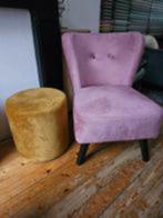 Nieuwe roze velours fauteuil, Nieuw, 75 tot 100 cm, 75 tot 100 cm, 50er jaren