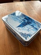 Delfts blauwe koektrommel hellema, Ophalen of Verzenden, Zo goed als nieuw, Metaal, Minder dan 50 cm