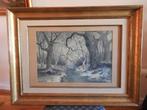 Aquarel vennetje in het bos gesigneerd Hendrik Jan ten Cate, Antiek en Kunst, Ophalen