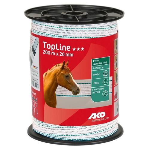 Ako Lint TopLine Wit/petrol 200m x 20mm, Dieren en Toebehoren, Stalling en Weidegang, Weidegang