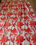 Vintage design roze bloemengordijn, Gebruikt, 200 cm of meer, Ophalen of Verzenden, Vintage retro design