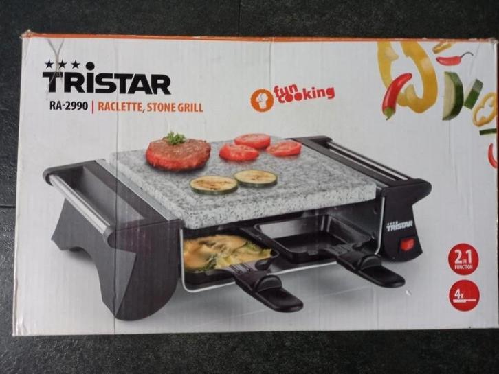 Tristar RA-2990 Raclette/Steengrill - Zo goed als nieuw!, Witgoed en Apparatuur, Grillplaten, Zo goed als nieuw, Steengrill, Vaatwasmachinebestendig