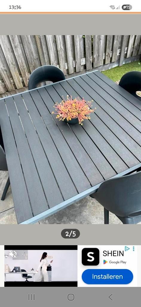 Zwarte Tuintafel vierkant Kunststof/Aluminium, Tuin en Terras, Tuintafels, Zo goed als nieuw, Vierkant, Kunststof, Ophalen of Verzenden