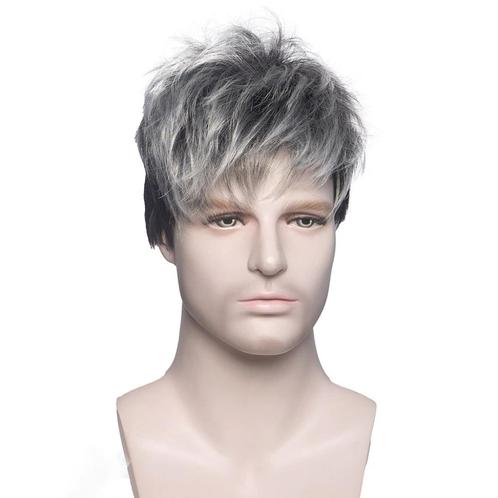 Grijze Zwarte Heren Pruik Haarstuk Haarstukje Mannen Haar, Sieraden, Tassen en Uiterlijk, Uiterlijk | Haarverzorging, Nieuw, Pruik of Haarverlenging
