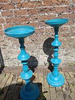 kandelaars turquoise, Gebruikt, 25 tot 50 cm, Blauw, Ophalen of Verzenden