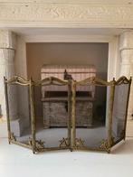 Antieke messing haardscherm met Franse lelie, Ophalen of Verzenden, Houthaard