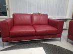 2x twee zits lederen bankstel rood, Ophalen, 150 tot 200 cm, 75 tot 100 cm, Rechte bank