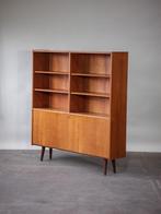 Grote boekenkast met klep Deens jaren '60 vintage, Huis en Inrichting, Kasten | Boekenkasten, Midcentury, 25 tot 50 cm, 100 tot 150 cm