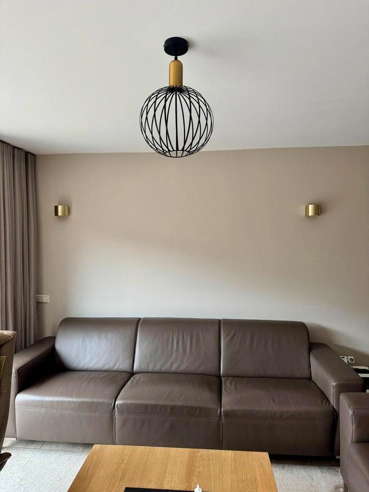 Mooie bruine leren bankstellen 3+2 zit, Huis en Inrichting, Banken | Sofa's en Chaises Longues, Gebruikt, Vierpersoons of meer