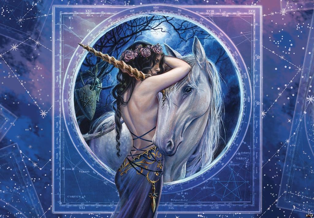 Alchemy Mythicorn behang Unicorn Zodiac - Eenhoorn en vrouw, Verzenden, Minder dan 10 m², Alchemy, mytisch, zodiac, unicorn,